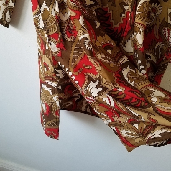 RAJ 100%Silk Paisley Neck Tie Longsleeve Tunic Mini Dress M - Picture 5 of 9